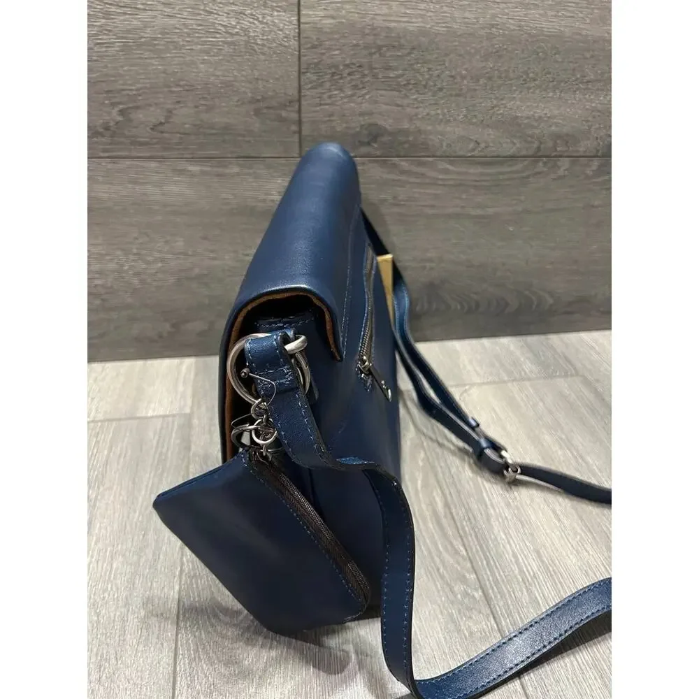 Patricia Nash Leather Medium Flap Crossbody CoinPouch Cerulean Blue, bag A660568